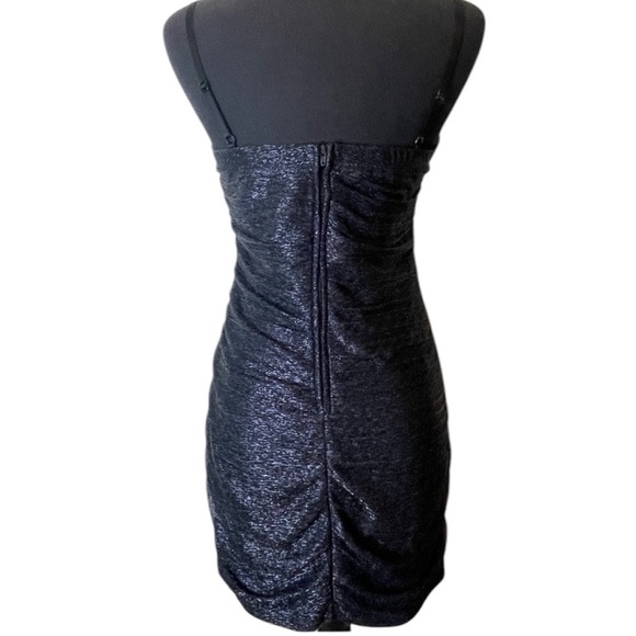 City Triangles Ruched Women's Dress Size Large Y2k 2000 Metallic Shimmer Blue - Picture 5 of 14